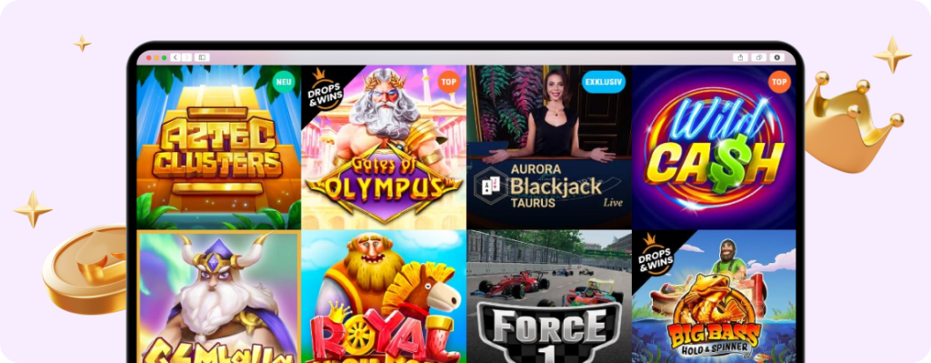 Spieleauswahl im Spinia Casino